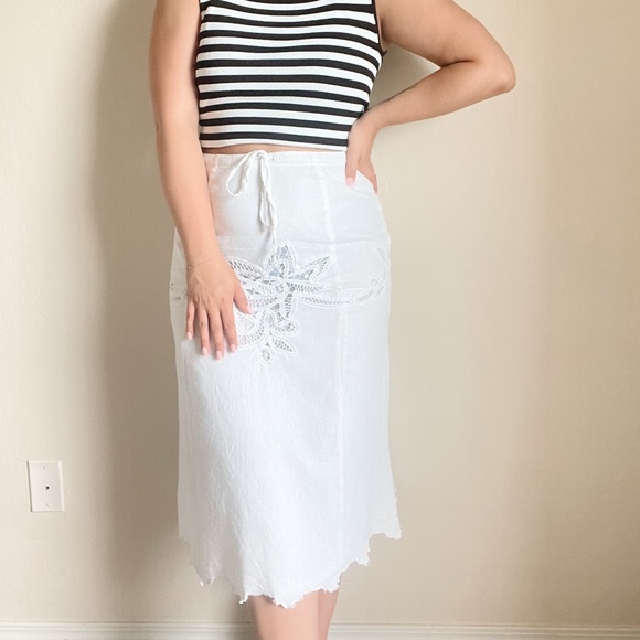 white linen midi skirt - Picture 5 of 5